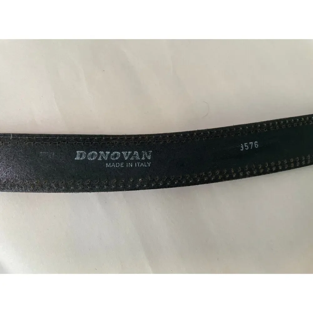 Donovan Made in Italy Black Genuine Leather Tooled Belt 32 Western Artisan